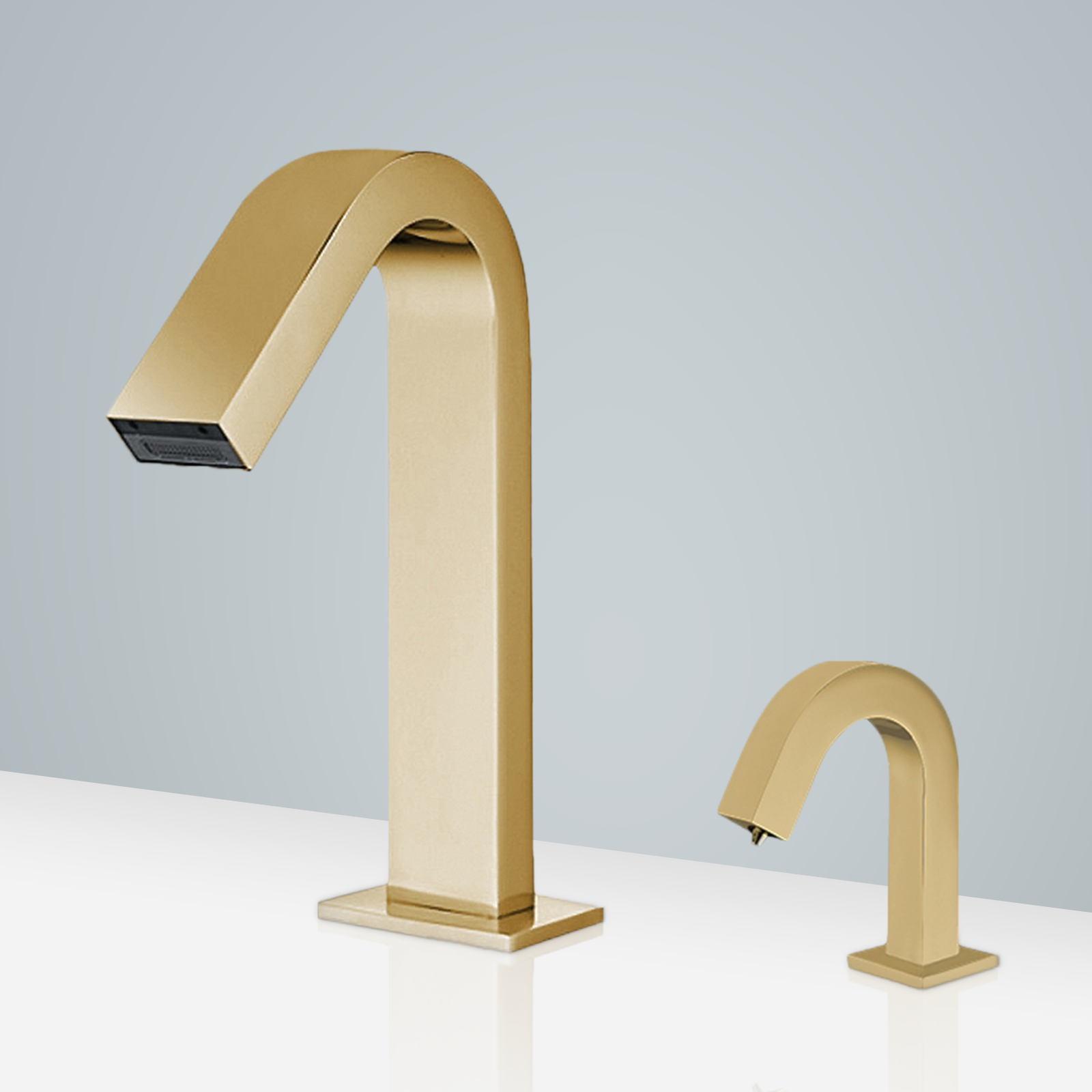 Fontana Commercial Automatic Brushed Gold Motion Sensor Faucet & Automatic Soap Dispenser